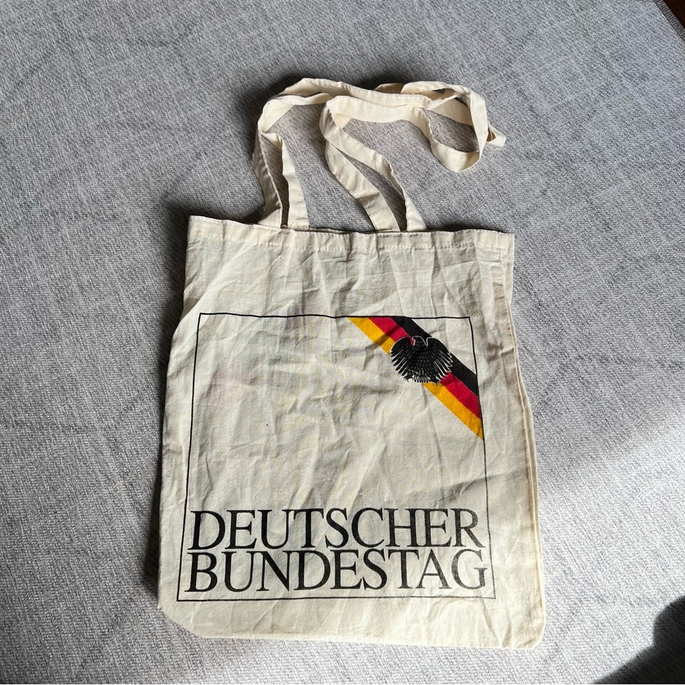 Vintage German Deutscher Bundestag Reusuable Beige Tote Bag